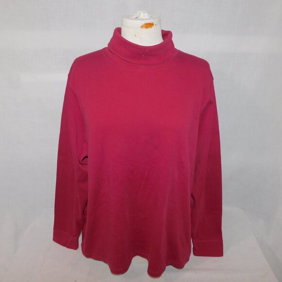 Lot 3 LL Bean Womens 2X Cotton Turtleneck Shirts Red Blue Burgundy - Picture 3 of 9
